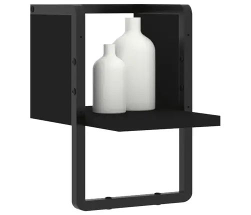 Sienas Plaukts Ar Stieni, Melns, 20X25X30 Cm Vidaxl