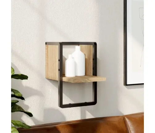 Sienas Plaukts Ar Stieni, Ozolkoka Krāsā, 20X25X30 Cm Vidaxl