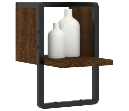 Sienas Plaukts Ar Stieni, Ozolkoka Krāsā, 20X25X30 Cm Vidaxl