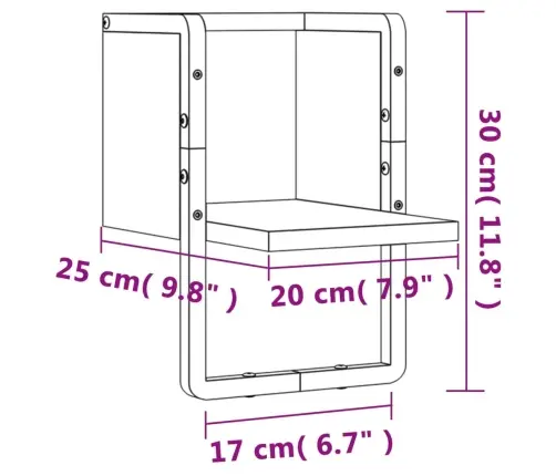 Sienas Plaukts Ar Stieni, Ozolkoka Krāsā, 20X25X30 Cm Vidaxl