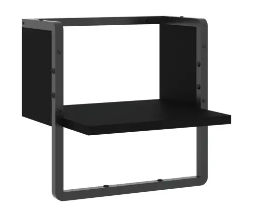 Sienas Plaukts Ar Stieni, Melns, 30X25X30 Cm Vidaxl