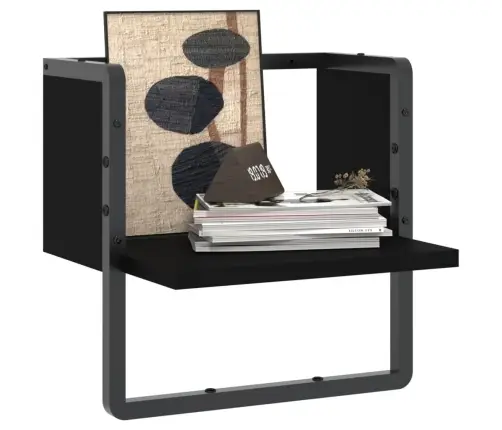 Sienas Plaukts Ar Stieni, Melns, 30X25X30 Cm Vidaxl