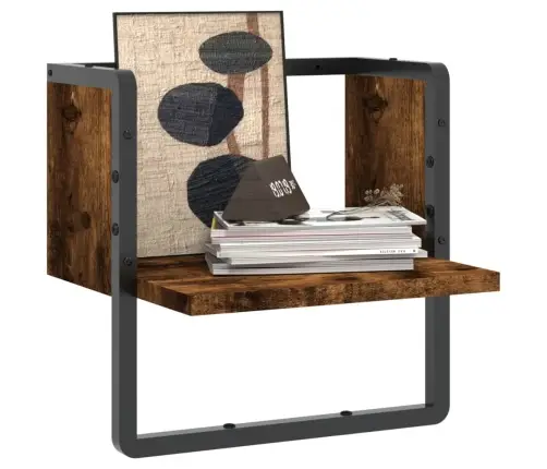 Sienas Plaukts Ar Stieni, Ozolkoka Krāsā, 30X25X30 Cm Vidaxl