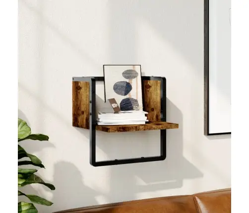 Sienas Plaukts Ar Stieni, Ozolkoka Krāsā, 30X25X30 Cm Vidaxl