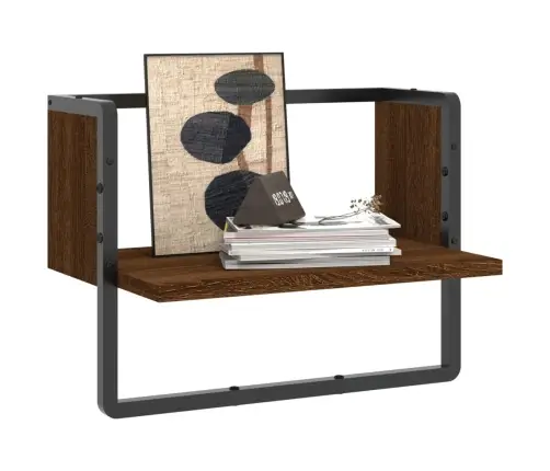 Sienas Plaukts Ar Stieni, Ozolkoka Krāsā, 40X25X30 Cm Vidaxl