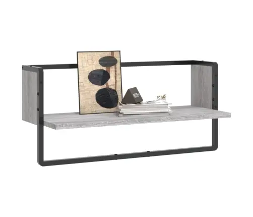 Sienas Plaukts Ar Stieni, Pelēks, 65X25X30 Cm Vidaxl