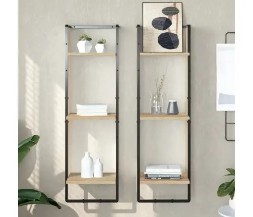 3-Līmeņu Sienas Plaukts, Ozola, 30X25X100 Cm, Inženierijas Koks Vidaxl