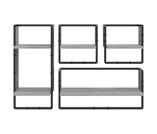 Sieninių Lentynų Komplektas, 4Vnt., Pilkos, Apdirbta Mediena