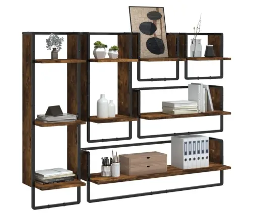 Sieninių Lentynų Komplektas, 6Vnt., Dūminės, Apdirbta Mediena