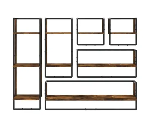 Sieninių Lentynų Komplektas, 6Vnt., Dūminės, Apdirbta Mediena