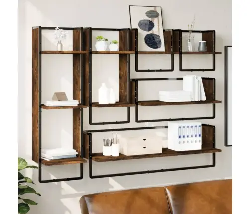 Sieninių Lentynų Komplektas, 6Vnt., Dūminės, Apdirbta Mediena