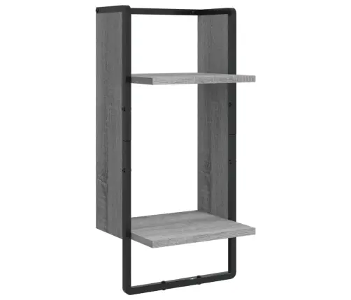 6 -Daļīgs Sienas Plauktu Komplekts Ar Stieņiem, Pelēks, Koks Vidaxl