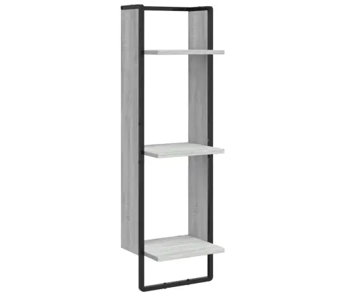 6 -Daļīgs Sienas Plauktu Komplekts Ar Stieņiem, Pelēks, Koks Vidaxl