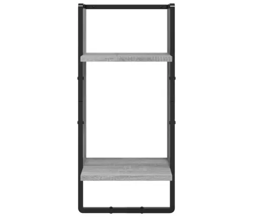 6 -Daļīgs Sienas Plauktu Komplekts Ar Stieņiem, Pelēks, Koks Vidaxl