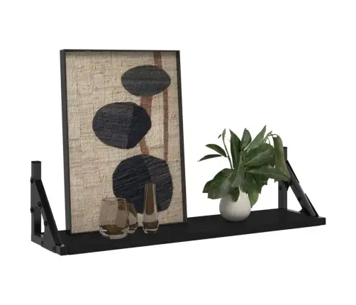 Sieninės Lentynos, 2Vnt., Juodos Spalvos, 60X15X15,5Cm