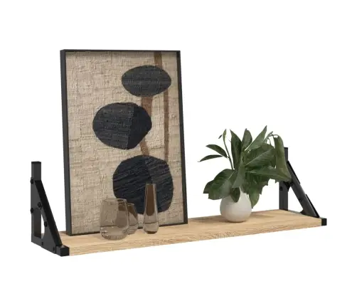 Sieninės Lentynos, 2Vnt., Sonoma Ąžuolo Spalvos, 60X15X15,5Cm