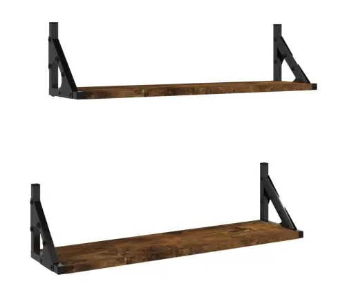 Sienas Plaukti, 2 Gab., Ozolkoka Krāsa, 60X15X15,5 Cm Vidaxl