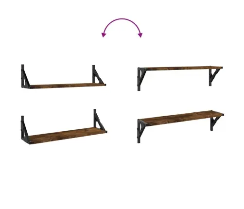 Sienas Plaukti, 2 Gab., Ozolkoka Krāsa, 60X15X15,5 Cm Vidaxl