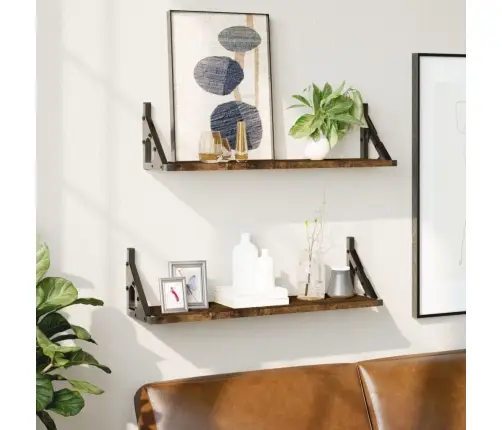 Sienas Plaukti, 2 Gab., Ozolkoka Krāsa, 60X15X15,5 Cm Vidaxl