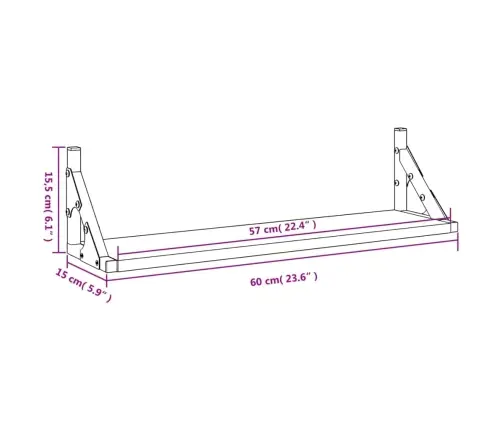 Seinariiulid 2 Tk, Hall Sonoma Tamm, 60X15X15,5 cm Tehispuit