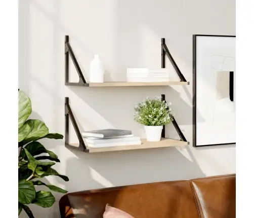 Sienas Skapīši, 2 Gab., Ozola, 60X25X25,5 Cm, Inženierijas Koks Vidaxl