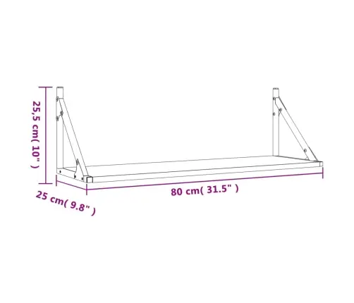 Sienas Plaukti, 2 Gb., Pelēki, 80X25X25,5 Cm, Inženierijas Koks Vidaxl