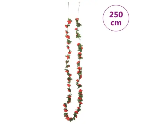 Ziemassvētku Ziedu Vītnes, 6 Gab., Sarkanas, 250 Cm Vidaxl