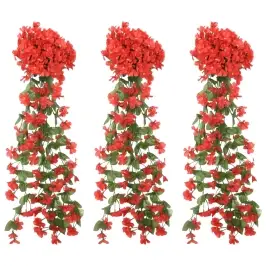Ziemassvētku Ziedu Vītnes, 3 Gab., Sarkanas, 85 Cm Vidaxl