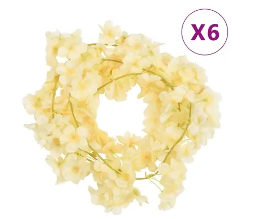 Ziemassvētku Ziedu Vītnes, 6 Gab., Šampanieša, 180 Cm Vidaxl