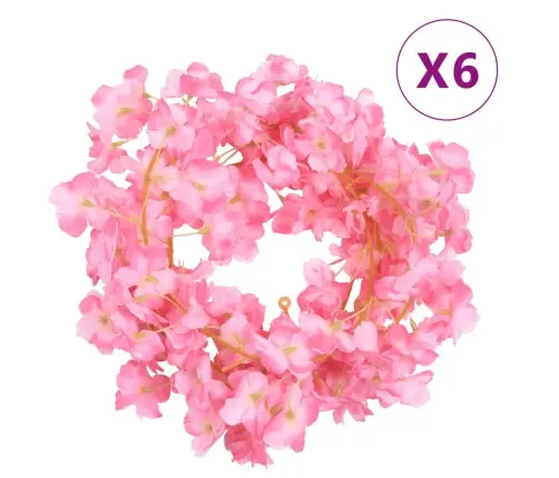 Gėlių Girliandos, 6Vnt., Tamsiai Rožinės, 180Cm