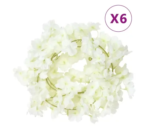 Ziemassvētku Ziedu Vītnes, 6 Gab., Baltas, 180 Cm Vidaxl