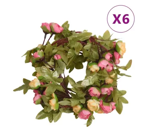 Ziemassvētku Ziedu Vītnes, 6 Gab., Baltas, 215 Cm Vidaxl