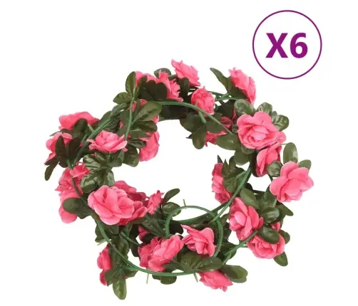 Ziemassvētku Ziedu Vītnes, 6 Gab., Sarkanrozā, 240 Cm Vidaxl