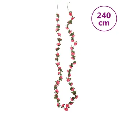 Ziemassvētku Ziedu Vītnes, 6 Gab., Sarkanrozā, 240 Cm Vidaxl