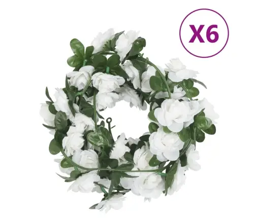 Ziemassvētku Ziedu Vītnes, 6 Gab., Baltas, 240 Cm Vidaxl