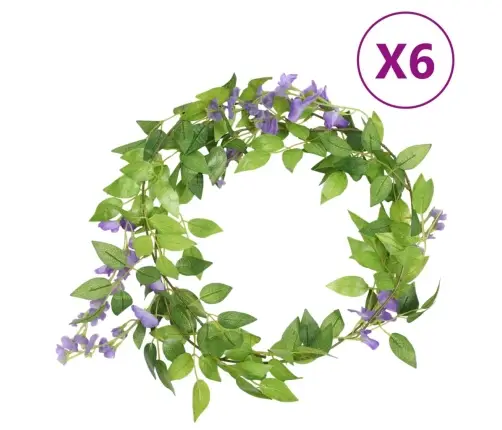 Ziemassvētku Ziedu Vītnes, 6 Gab., Violetas, 200 Cm Vidaxl