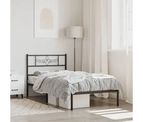 Metalinis Lovos Rėmas Su Galvūgaliu, Juodos Spalvos, 80X200Cm