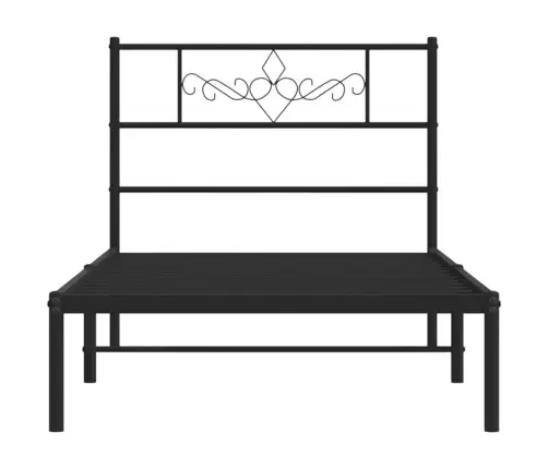 Gultas Rāmis Ar Galvgali, Melns Metāls, 90X200 Cm Vidaxl