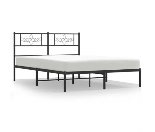 Gultas Rāmis Ar Galvgali, Melns Metāls, 120X200 Cm Vidaxl