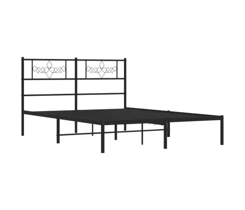 Gultas Rāmis Ar Galvgali, Melns Metāls, 120X200 Cm Vidaxl