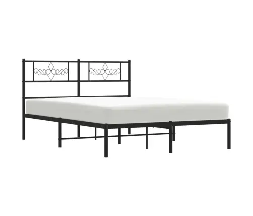Gultas Rāmis Ar Galvgali, Melns Metāls, 120X200 Cm Vidaxl