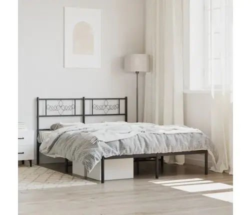 Metalinis Lovos Rėmas Su Galvūgaliu, Juodos Spalvos, 140X190Cm
