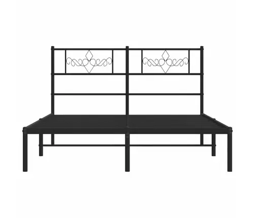 Gultas Rāmis Ar Galvgali, Melns Metāls, 150X200 Cm Vidaxl