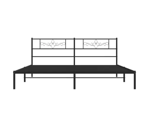 Gultas Rāmis Ar Galvgali, Melns Metāls, 180X200 Cm Vidaxl