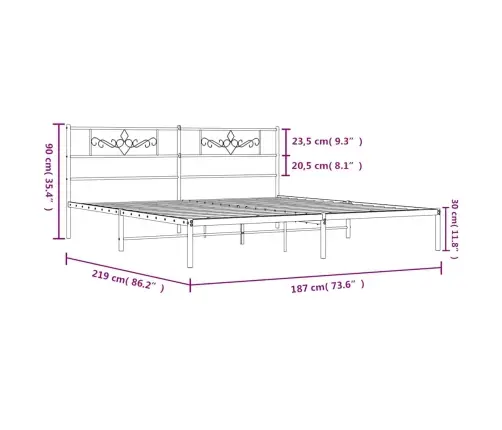 Metalinis Lovos Rėmas Su Galvūgaliu, Juodos Spalvos, 183X213Cm