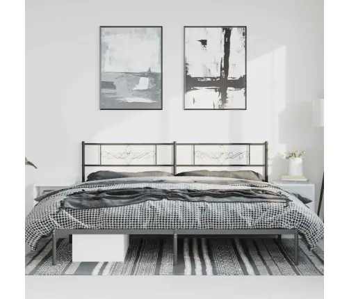 Gultas Rāmis Ar Galvgali, Melns Metāls, 193X203 Cm Vidaxl