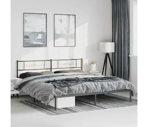 Gultas Rāmis Ar Galvgali, Melns Metāls, 193X203 Cm Vidaxl