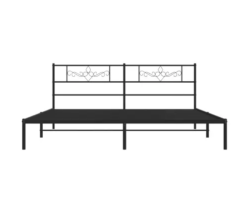 Gultas Rāmis Ar Galvgali, Melns Metāls, 200X200 Cm Vidaxl