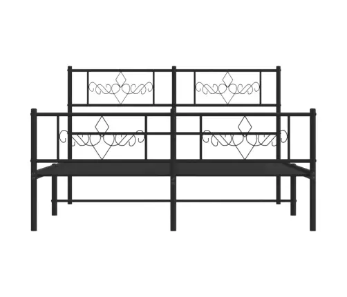 Gultas Rāmis Ar Galvgali Un Kājgali, Melns Metāls, 120X190 Cm Vidaxl