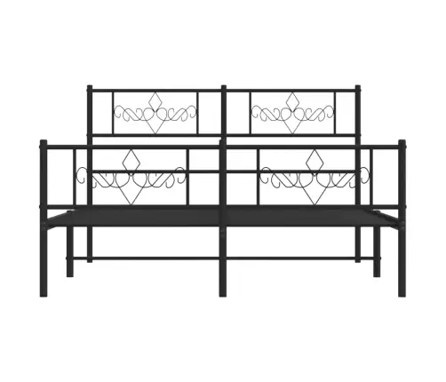 Metallist Voodiraam Peatsi Ja Jalutsiga, Must, 140X200 Cm